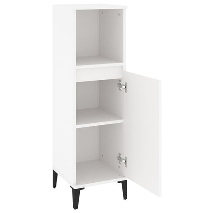 Badrumsskåp vit 30x30x100 cm konstruerat trä