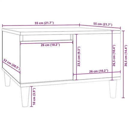 Soffbord rökfärgad ek 55x55x36,5 cm konstruerat trä