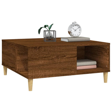 Soffbord brun ek 80x80x36,5 cm konstruerat trä