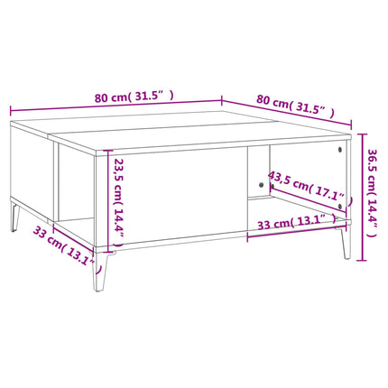 Soffbord sonoma-ek 80x80x36,5 cm konstruerat trä