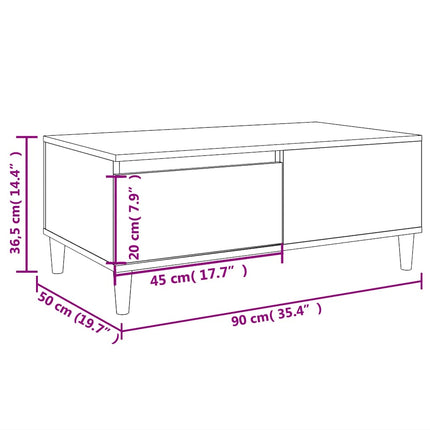Soffbord rökfärgad ek 90x50x36,5 cm konstruerat trä