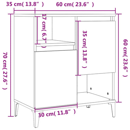 Byrå rökfärgad ek 60x35x70 cm konstruerat trä