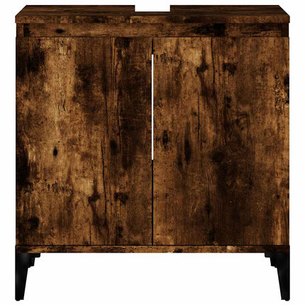 Tvättställsskåp rökfärgad ek 58x33x60 cm konstruerat trä