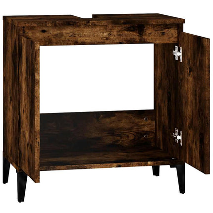 Tvättställsskåp rökfärgad ek 58x33x60 cm konstruerat trä