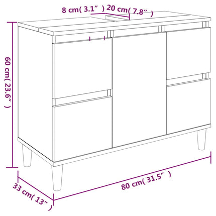 Tvättställsskåp vit 80x33x60 cm konstruerat trä
