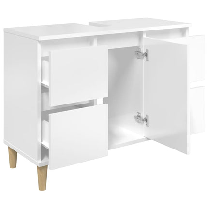 Tvättställsskåp vit högglans 80x33x60 cm konstruerat trä