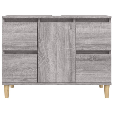 Tvättställsskåp grå sonoma 80x33x60 cm konstruerat trä