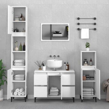 Tvättställsskåp vit 80x33x60 cm konstruerat trä