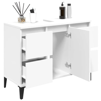 Tvättställsskåp vit 80x33x60 cm konstruerat trä