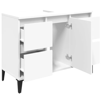 Tvättställsskåp vit 80x33x60 cm konstruerat trä