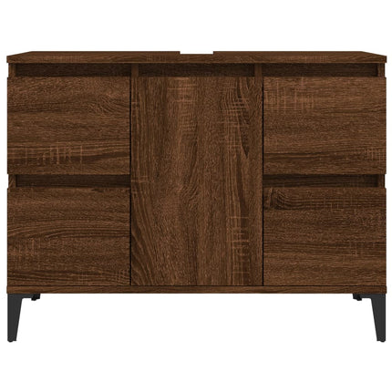Tvättställsskåp brun ek 80x33x60 cm konstruerat trä