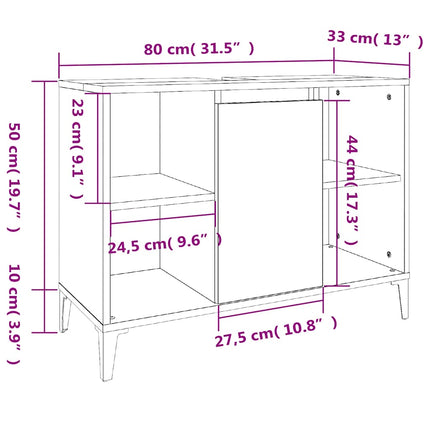 Tvättställsskåp svart 80x33x60 cm konstruerat trä