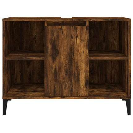 Tvättställsskåp rökfärgad ek 80x33x60 cm konstruerat trä