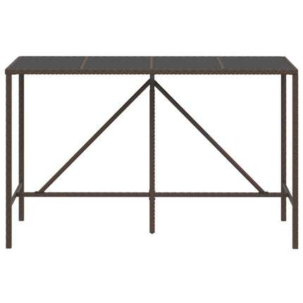 Barbord med glasskiva brun 180x70x110 cm konstrotting