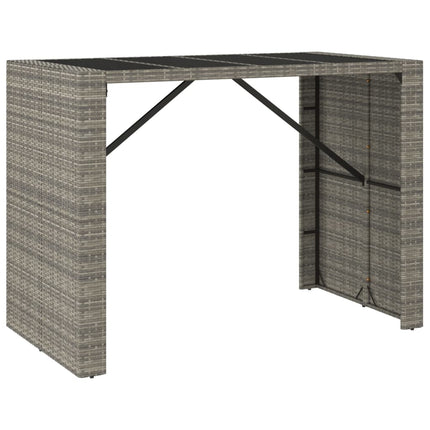 Barbord med glasskiva grå 145x80x110 cm konstrotting