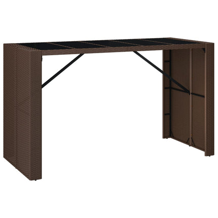 Barbord med glasskiva brun 185x80x110 cm konstrotting