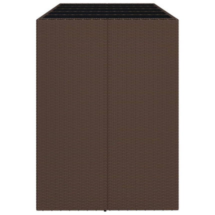 Barbord med glasskiva brun 185x80x110 cm konstrotting