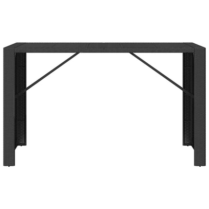 Barbord med glasskiva svart 185x80x110 cm konstrotting