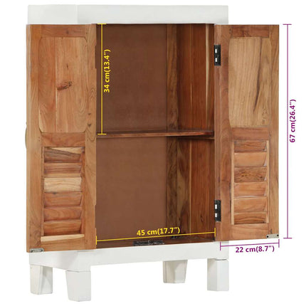 Skåp vit 55x30x90 cm massivt akaciaträ