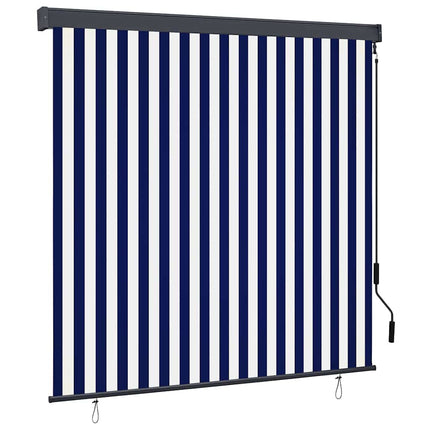 Rullgardin Blå och Vit 180 x 250 cm Tyg och Aluminium