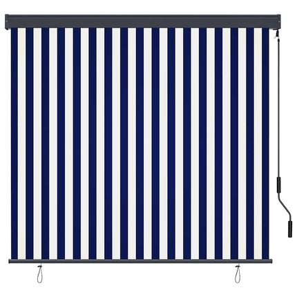 Rullgardin Blå och Vit 180 x 250 cm Tyg och Aluminium