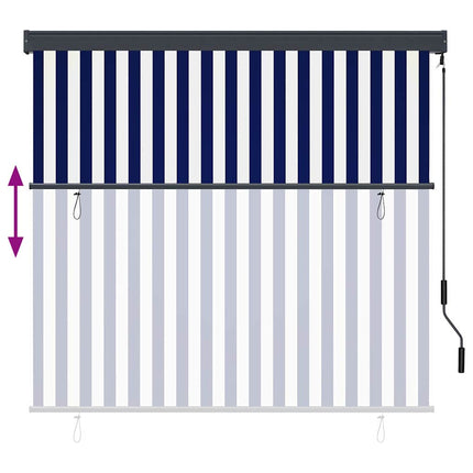 Rullgardin Blå och Vit 180 x 250 cm Tyg och Aluminium
