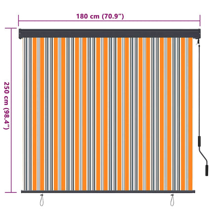 Rullgardin Gul och Blå 180 x 250 cm Tyg och Aluminium