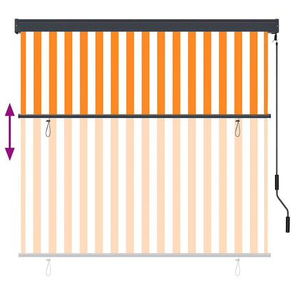 Rullgardin Vit och Orange 180 x 250 cm Tyg och Aluminium
