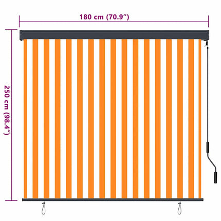 Rullgardin Vit och Orange 180 x 250 cm Tyg och Aluminium