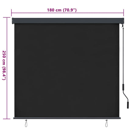 Rullgardin Antracit 180 x 250 cm Tyg och Aluminium