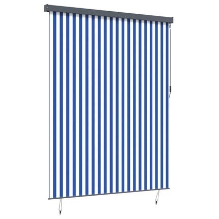 Rullgardin Blå och Vit 200 x 250 cm Tyg och Aluminium
