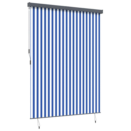 Rullgardin Blå och Vit 200 x 250 cm Tyg och Aluminium