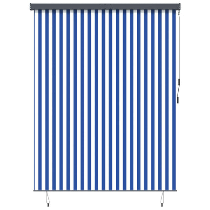 Rullgardin Blå och Vit 200 x 250 cm Tyg och Aluminium