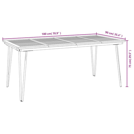 Trädgårdsbord med hårnålsben 180x90x75 cm massivt akaciaträ