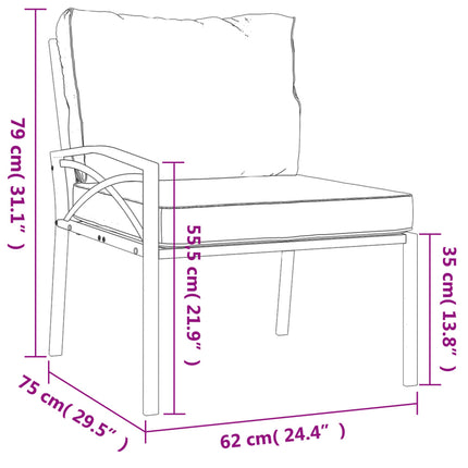 Trädgårdsstolar med grå dynor 2 st 62x75x79 cm stål