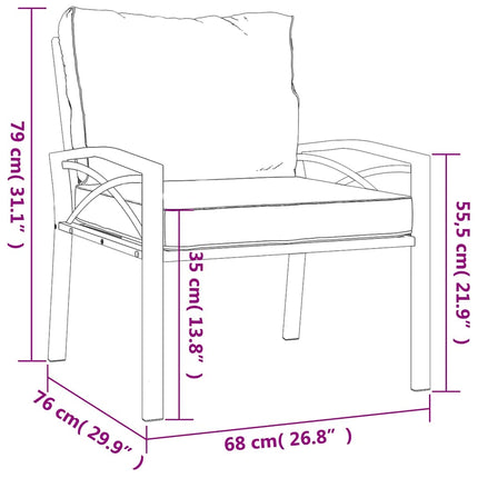 Trädgårdsstol med sandfärgade dynor 68x76x79 cm stål