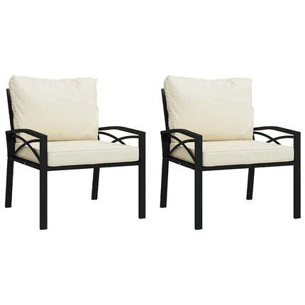 Trädgårdsstolar med sandfärgade dynor 2 st 68x76x79 cm stål