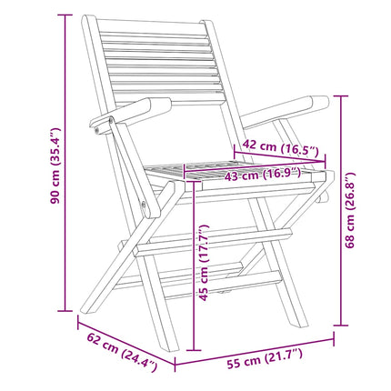 Hopfällbara trädgårdsstolar 2 st 55x62x90 cm massiv teak