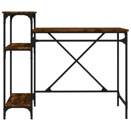 Skrivbord m. hyllor rökfärgad 105x50x90cm konstruerat trä&järn