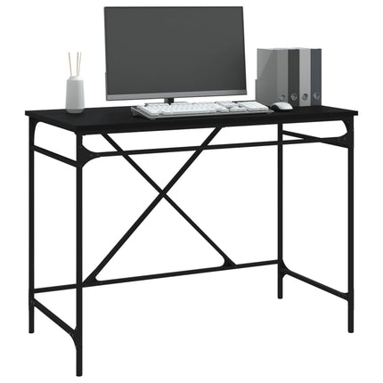 Skrivbord svart 100x50x75 cm konstruerat trä och järn