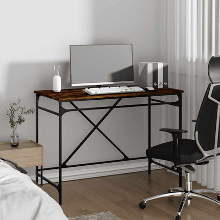 Skrivbord rökfärgad ek 100x50x75 cm konstruerat trä och järn