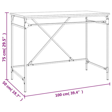 Skrivbord rökfärgad ek 100x50x75 cm konstruerat trä och järn