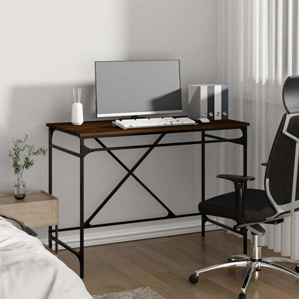 Skrivbord brun ek 100x50x75 cm konstruerat trä och järn