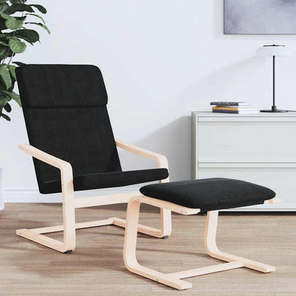 Fotpall svart 51x41x40 cm tyg