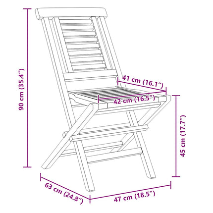 Hopfällbara trädgårdsstolar 4 st 47x63x90 cm massiv teak