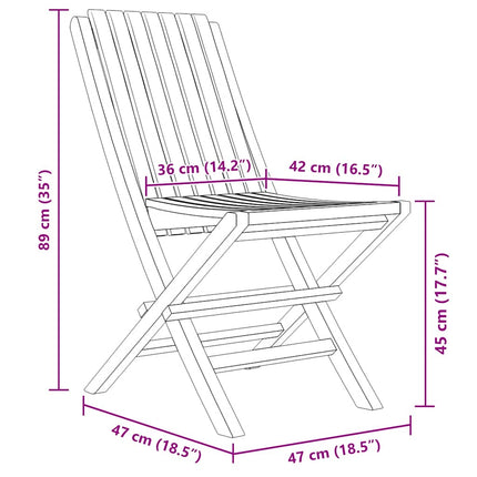 Hopfällbara trädgårdsstolar 6 st 47x47x89 cm massiv teak