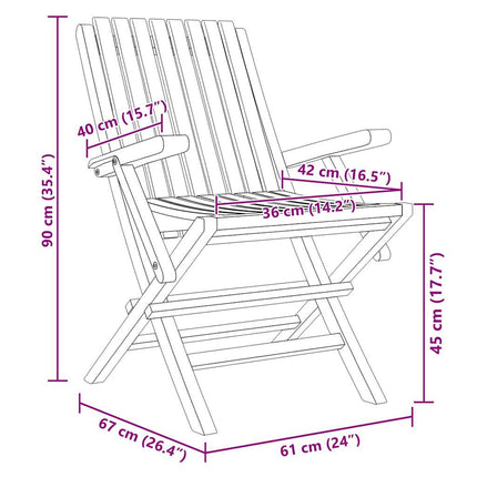 Hopfällbara trädgårdsstolar 4 st 61x67x90 cm massiv teak