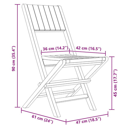 Hopfällbara trädgårdsstolar 4 st 47x61x90 cm massiv teak