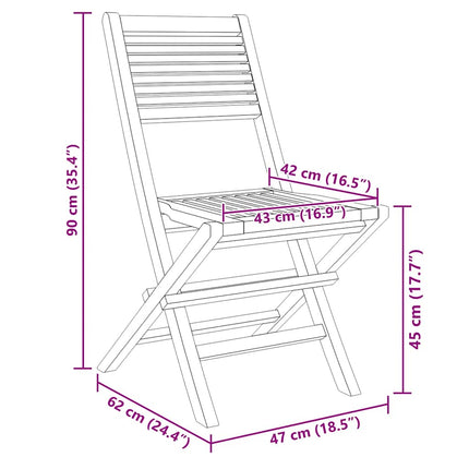 Hopfällbara trädgårdsstolar 6 st 47x62x90 cm massiv teak