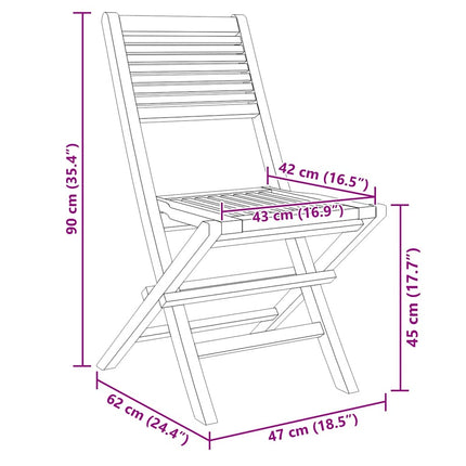 Hopfällbara trädgårdsstolar 8 st 47x62x90 cm massiv teak